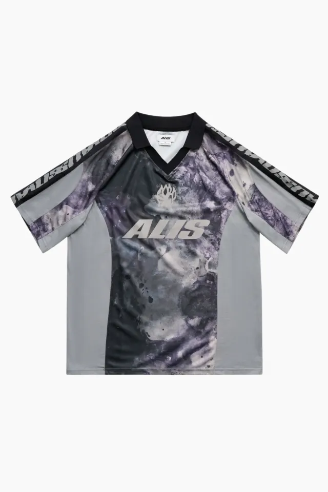 ALIS Alain Polo W/ Graphic & Logoband – Grey/Painter's Purple — produktfoto