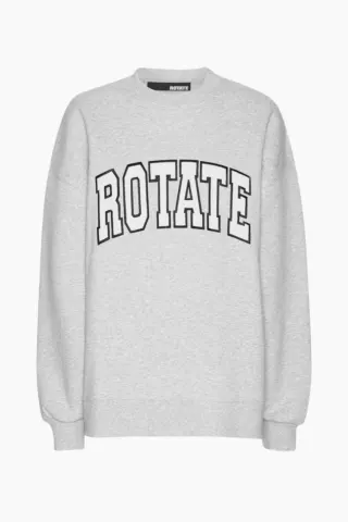 Rotate Heavy Sweat Crewneck med afslappet pasform – Light Grey Melange — produktfoto