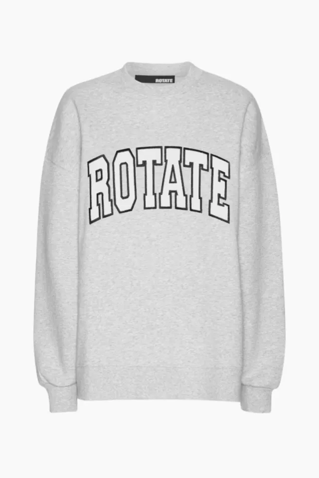 Rotate Heavy Sweat Crewneck med afslappet pasform – Light Grey Melange — produktfoto