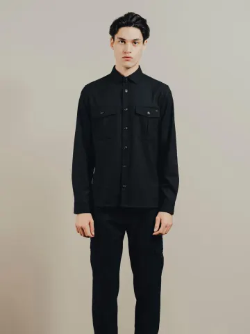Pre End Gnious Karim LS Shirt Solid – Sort — produktfoto