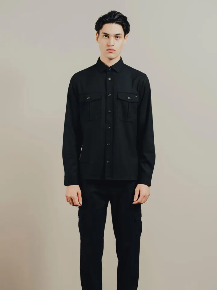 Pre End Gnious Karim LS Shirt Solid – Sort — produktfoto