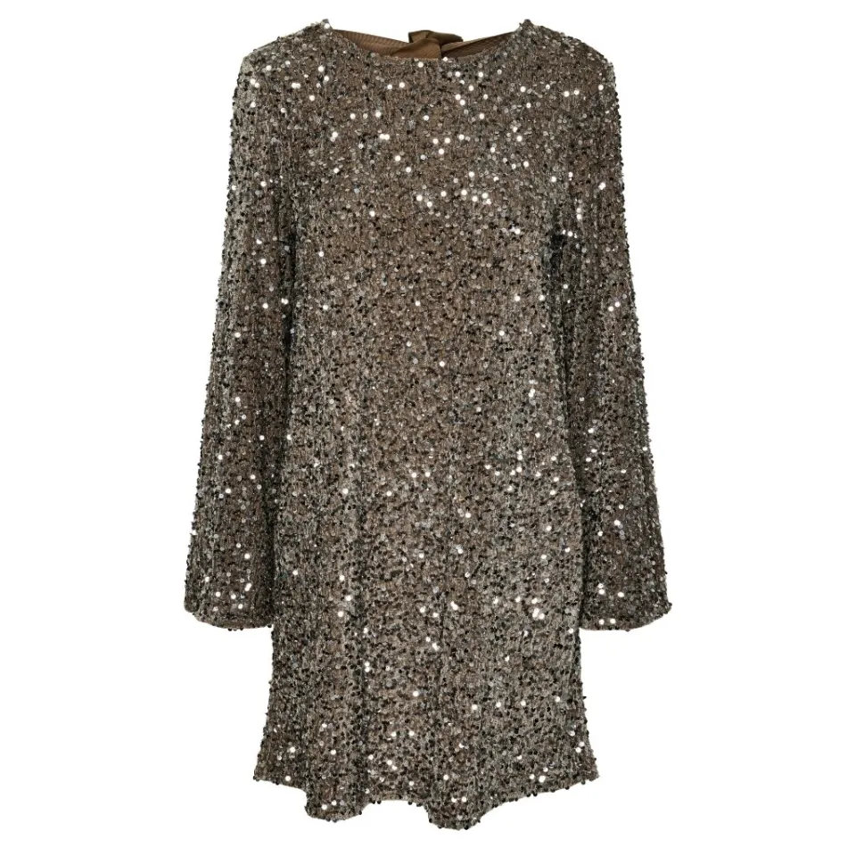 Pieces kjole Pckam med sløjfedetalje – Morel Silver sequins — produktfoto