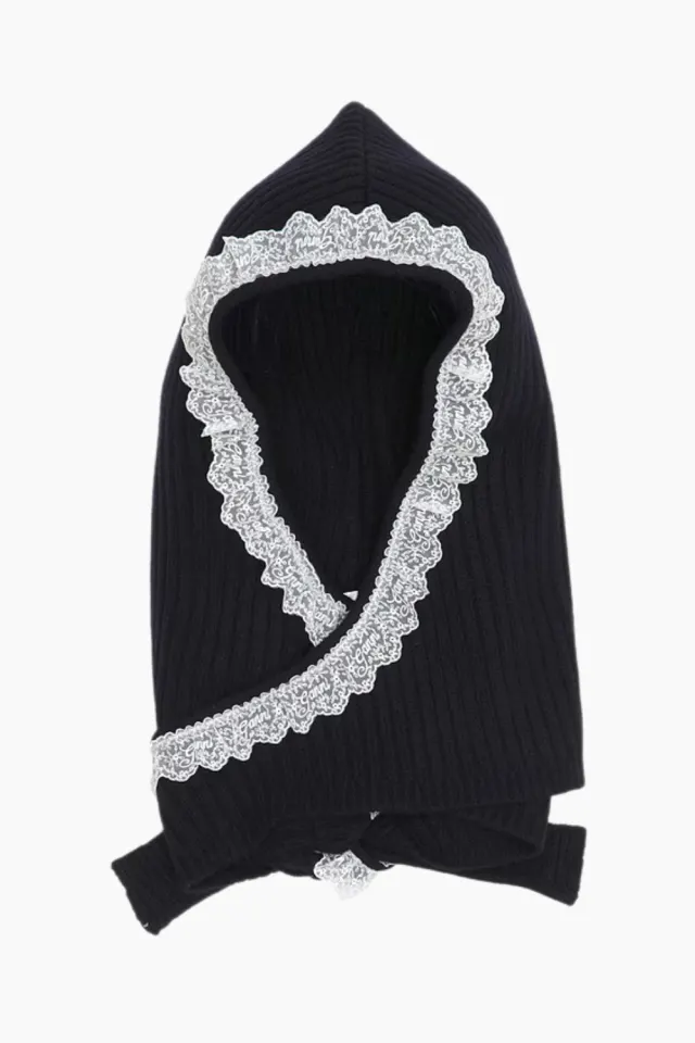 GANNI Compact Wool Balaclava Lace – Sky Captain — produktfoto