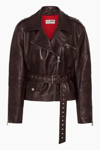 Gestuz BXGken Biker Jacket - Dark Burgundy – Barbie X Gestuz — produktfoto