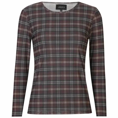 Liberté bluse Mesh – DARK BROWN CHECK — produktfoto