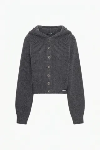Rotate Knit Boxy Hoodie – Gray Pinstripe — produktfoto