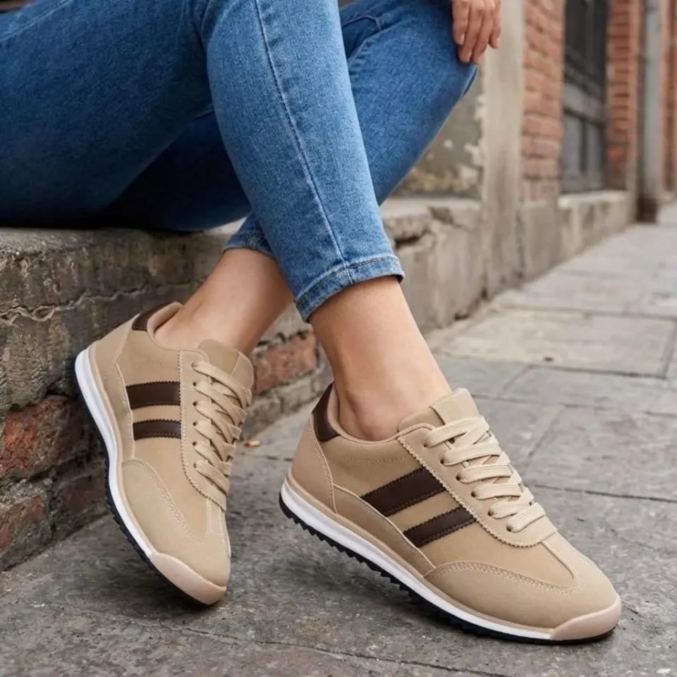 Kamelia sneakers A-130 – Kaki/Brown — produktfoto