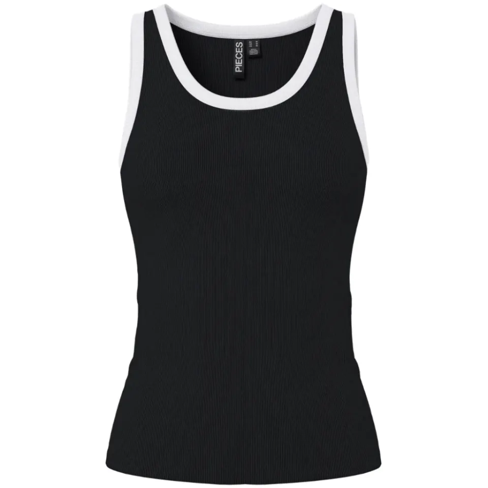 Pieces top Pcmay – Black WHITE CONTRAST — produktfoto