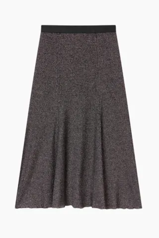 Mads Nørgaard 2x2 Lurex Saga Skirt – Gun Metal — produktfoto