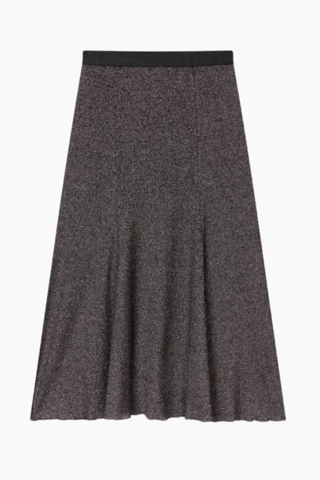 Mads Nørgaard 2x2 Lurex Saga Skirt – Gun Metal — produktfoto