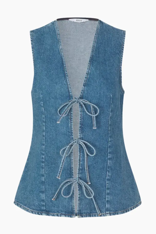 Envii Enatenna Denim Vest 7215 – Worn Dark Blue — produktfoto