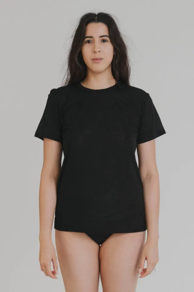 Baserange Tee Shirt Bamboo Lyocell – sort — produktfoto