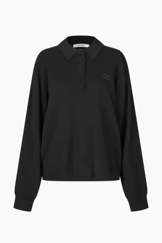 Oval Square Avar Knit Polo – sort — produktfoto