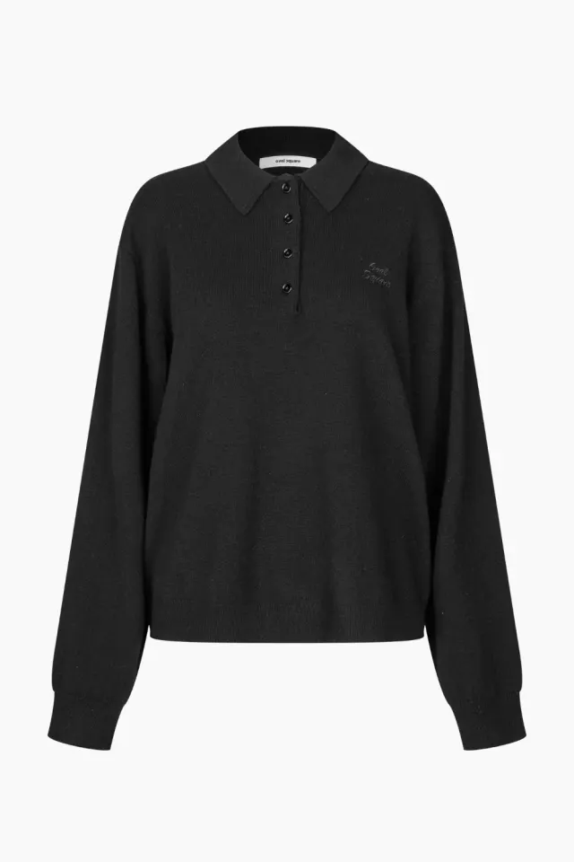 Oval Square Avar Knit Polo – sort — produktfoto