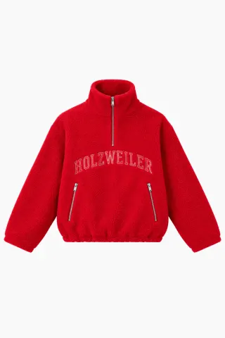 Holzweiler Archie Fleece Half-Zip – rød — produktfoto