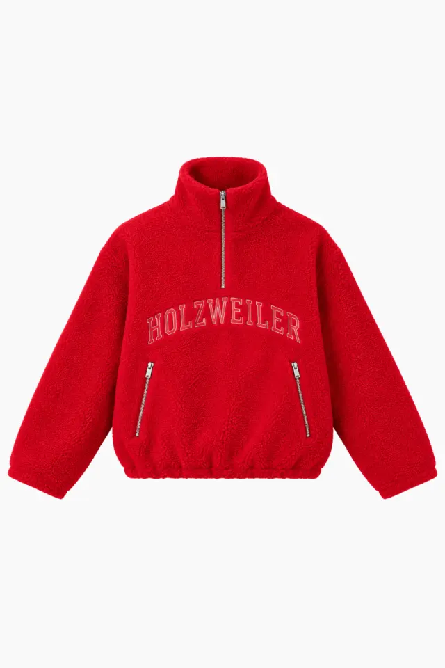 Holzweiler Archie Fleece Half-Zip – rød — produktfoto