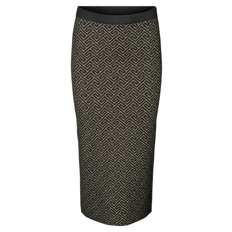 Vero Moda nederdel Vmaria – Black W. SILVER MINK GRAFIC PRINT — produktfoto