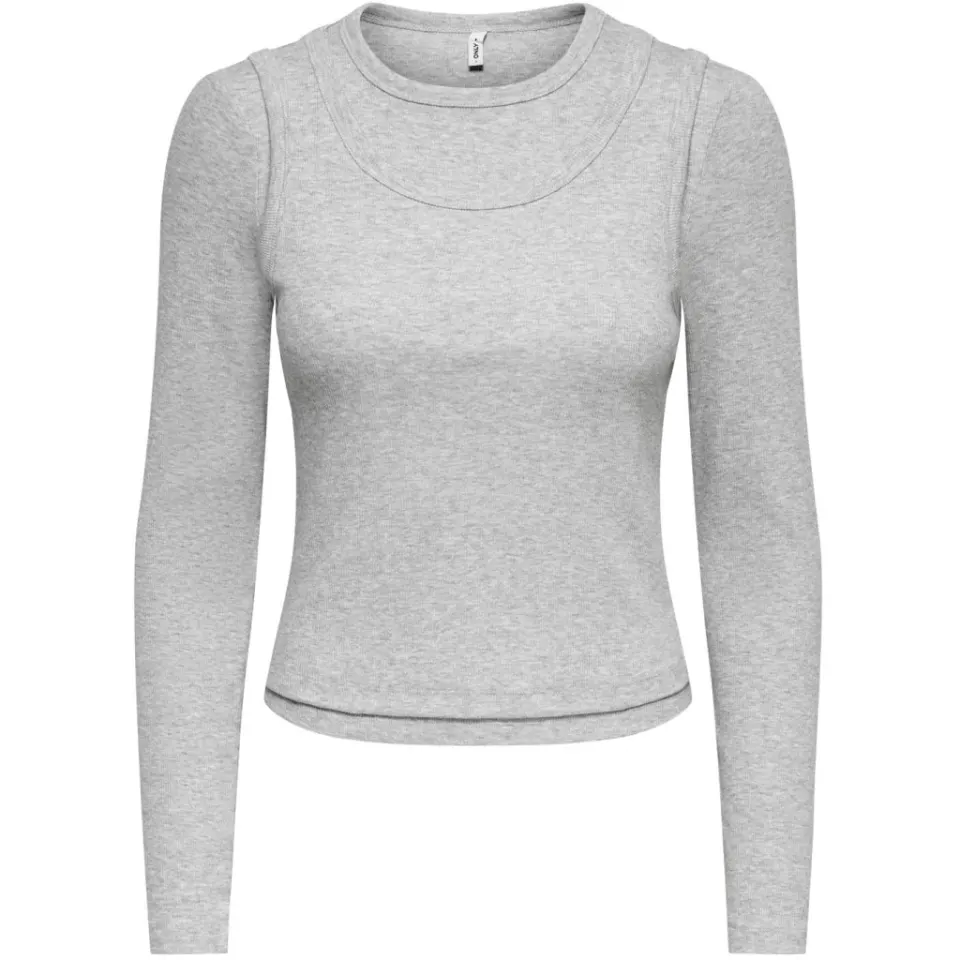 ONLY bluse Onljilli – Light Grey Melange — produktfoto