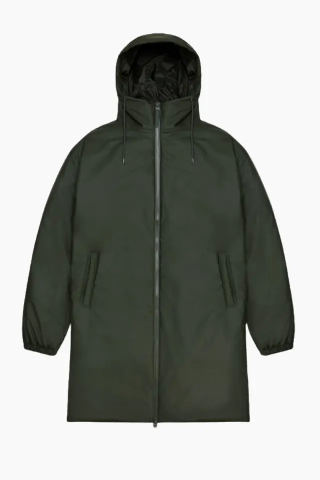 Rains Lohja Longer Insulated Jacket W3T2 – grøn — produktfoto