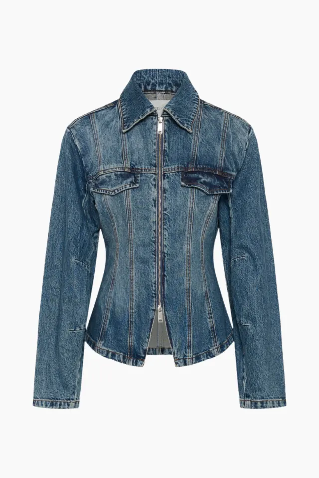 Gestuz GZmelu Jacket – Classic Mid Blue Wash — produktfoto