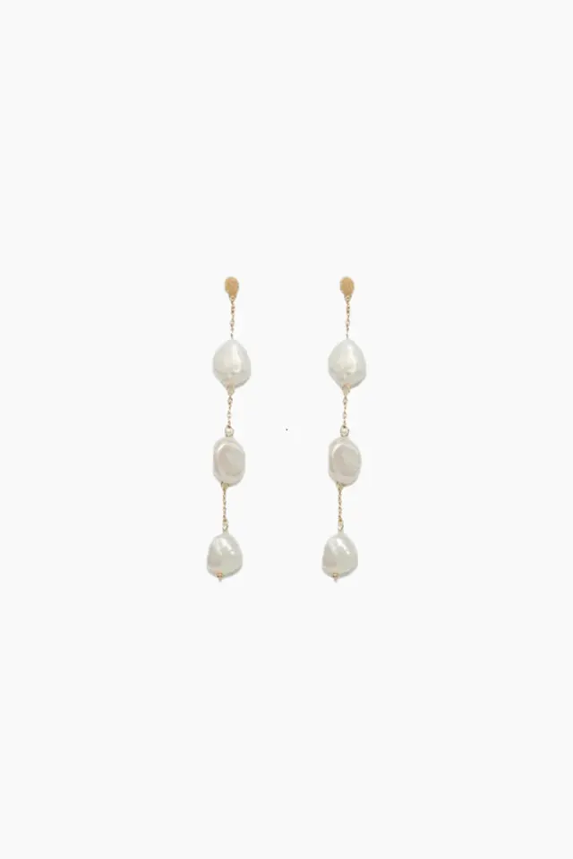 Sorelle Jewellery 3-pearls earchain - Forgyldt – Sorelle — produktfoto