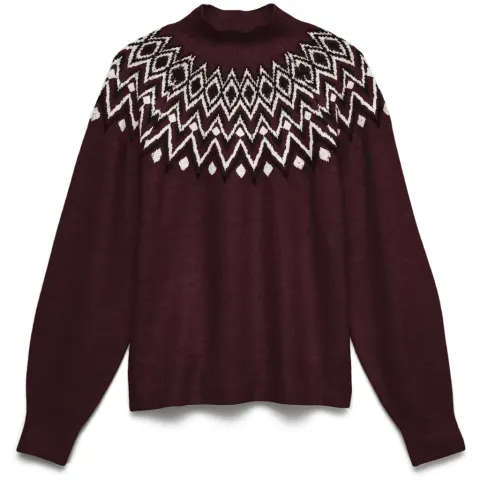 Vero Moda pullover Vmkarla – Windsor Wine MELANGE W. BLACK + BIRCH — produktfoto