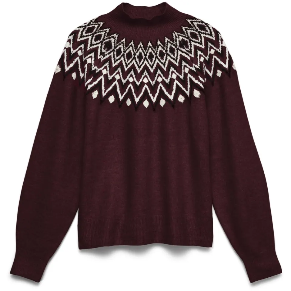 Vero Moda pullover Vmkarla – Windsor Wine MELANGE W. BLACK + BIRCH — produktfoto