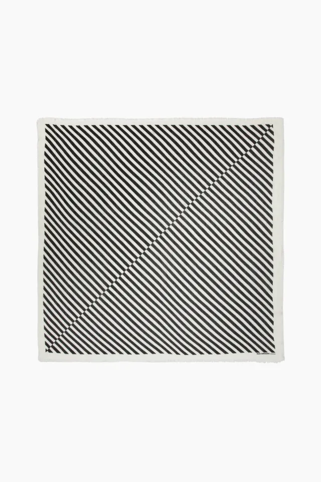 Mads Nørgaard Soft Wool Self Scarf – Black Stripe — produktfoto