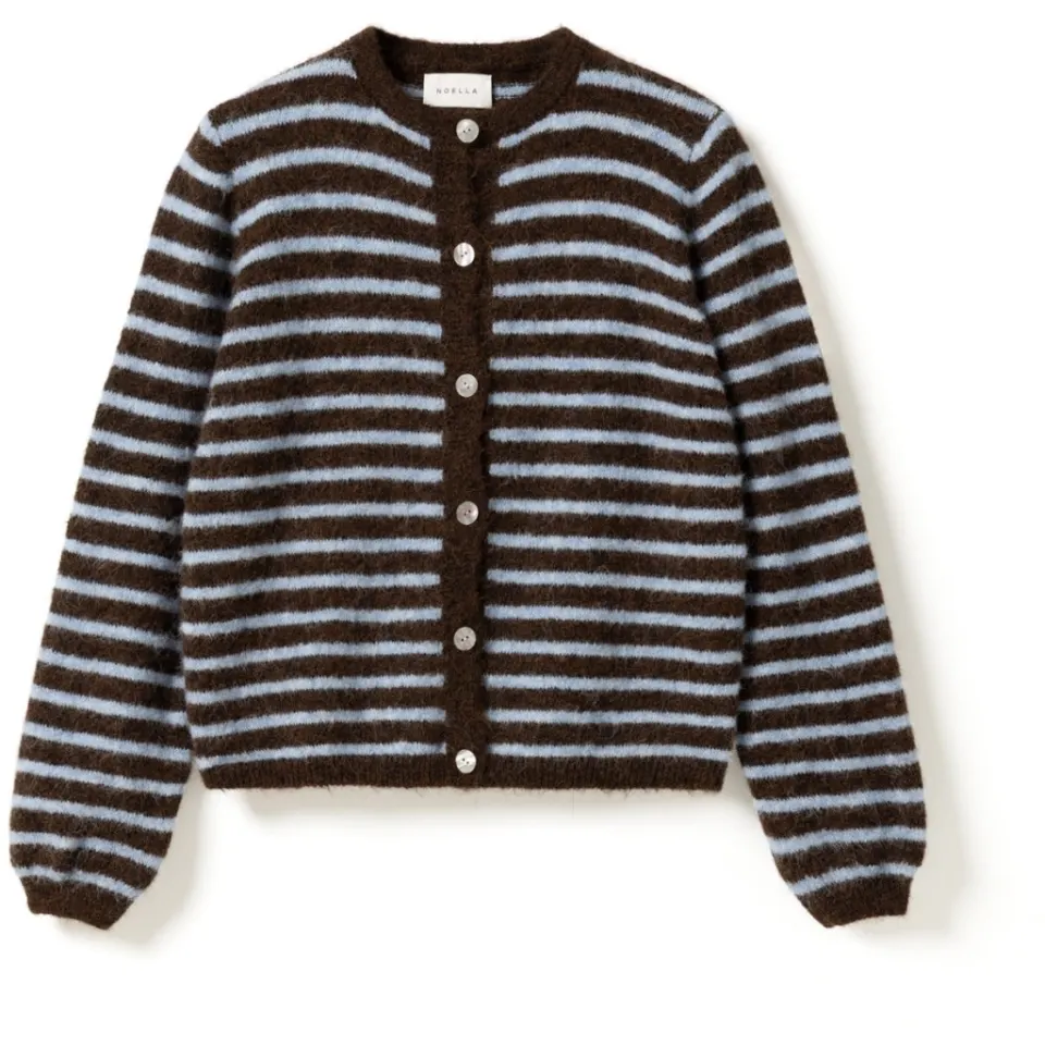 Noella cardigan N-mertice – BROWN BLUE STRIPE — produktfoto