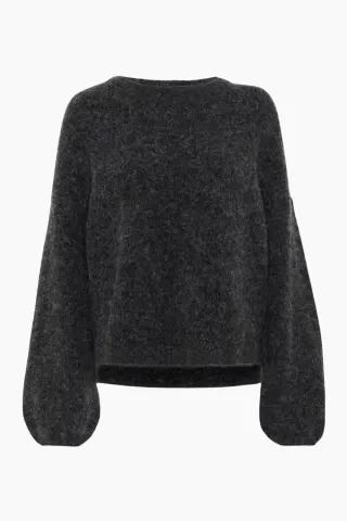 Gestuz GZalpha Slit Pullover – Charcoal Melange — produktfoto