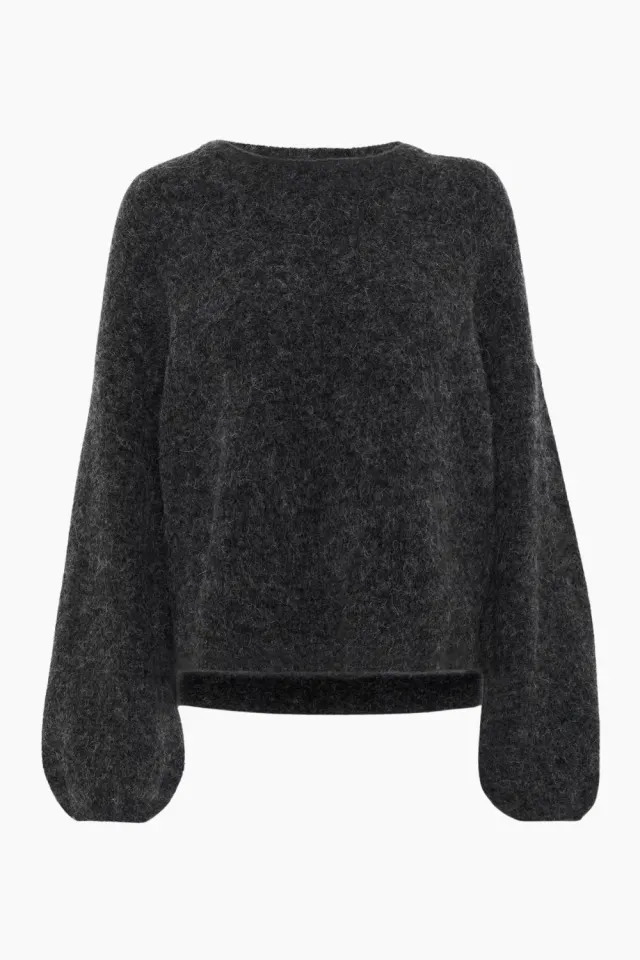Gestuz GZalpha Slit Pullover – Charcoal Melange — produktfoto