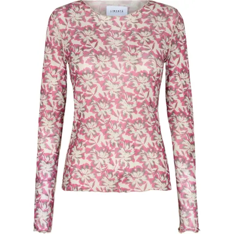 Liberté Liberte langærmet mesh top 4086 – BRUSHY FLOWERS — produktfoto