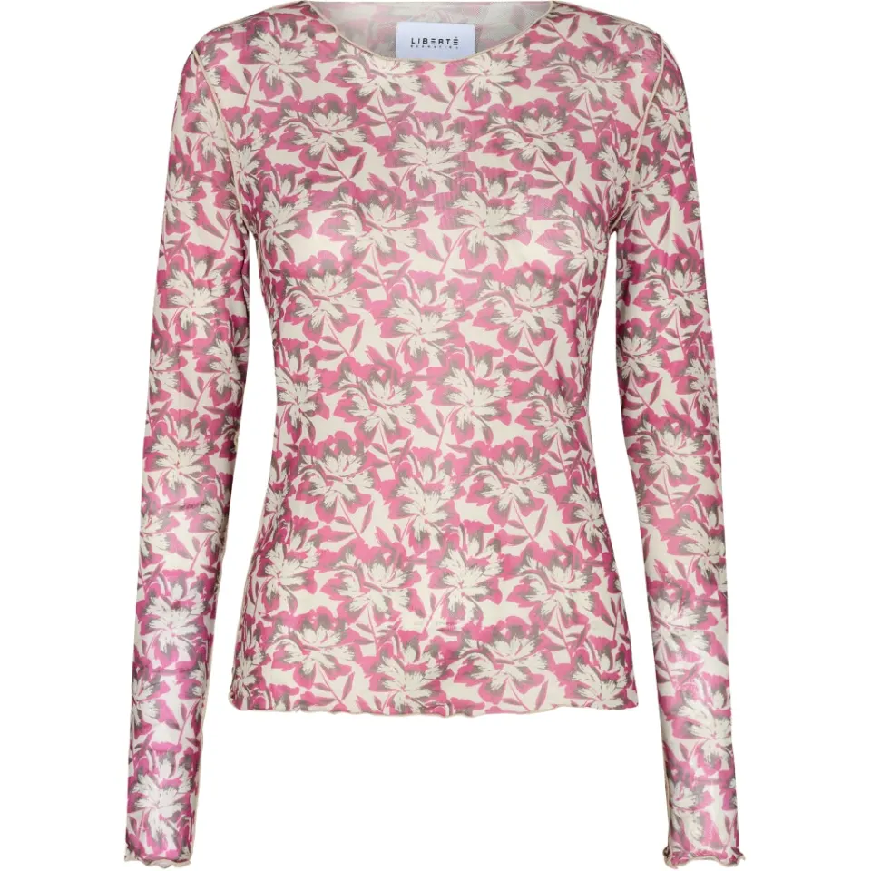 Liberté Liberte langærmet mesh top 4086 – BRUSHY FLOWERS — produktfoto