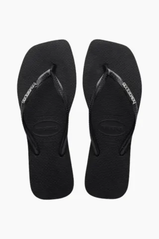 HAVAIANAS Square Logo Metallic Flip Flops – Black/Silver — produktfoto