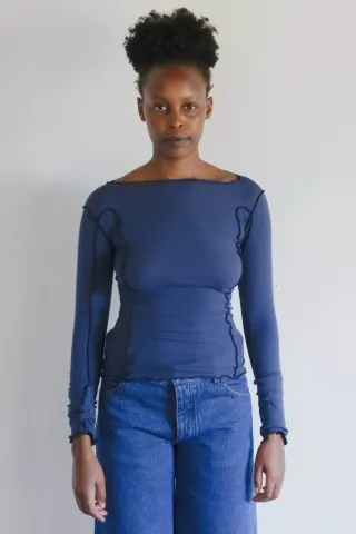 Baserange Omato Long Sleeve Tee – Preston Blue — produktfoto