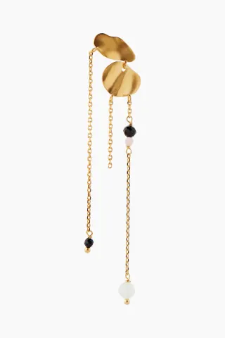 STINE A Festive Clear Sea Earring With Chains & Stones – guld — produktfoto