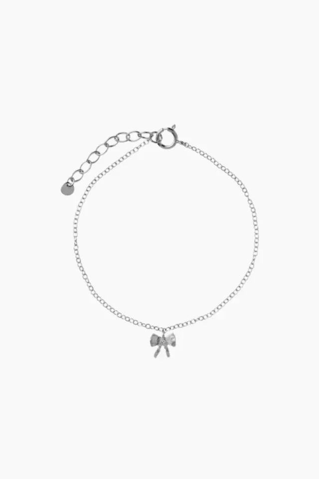 STINE A Petit Bow with Stone Bracelet – sølv — produktfoto
