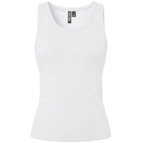 Pieces top Pcmay i bomuldsblanding – Bright White — produktfoto
