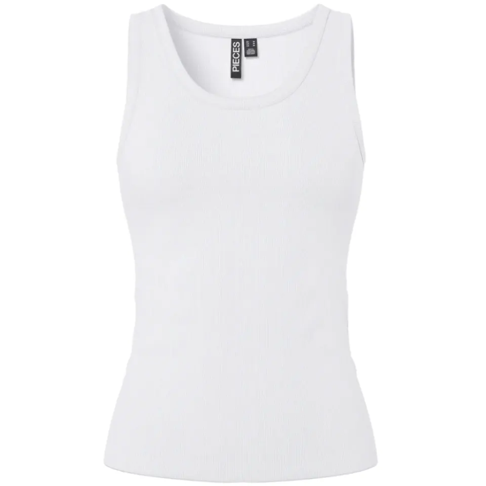 Pieces top Pcmay i bomuldsblanding – Bright White — produktfoto