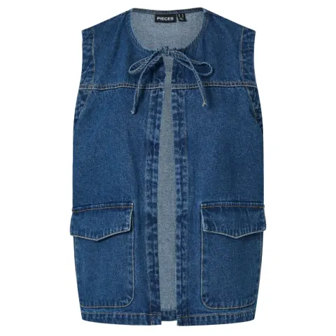 Pieces vest Pcfenna – Dark Blue Denim — produktfoto