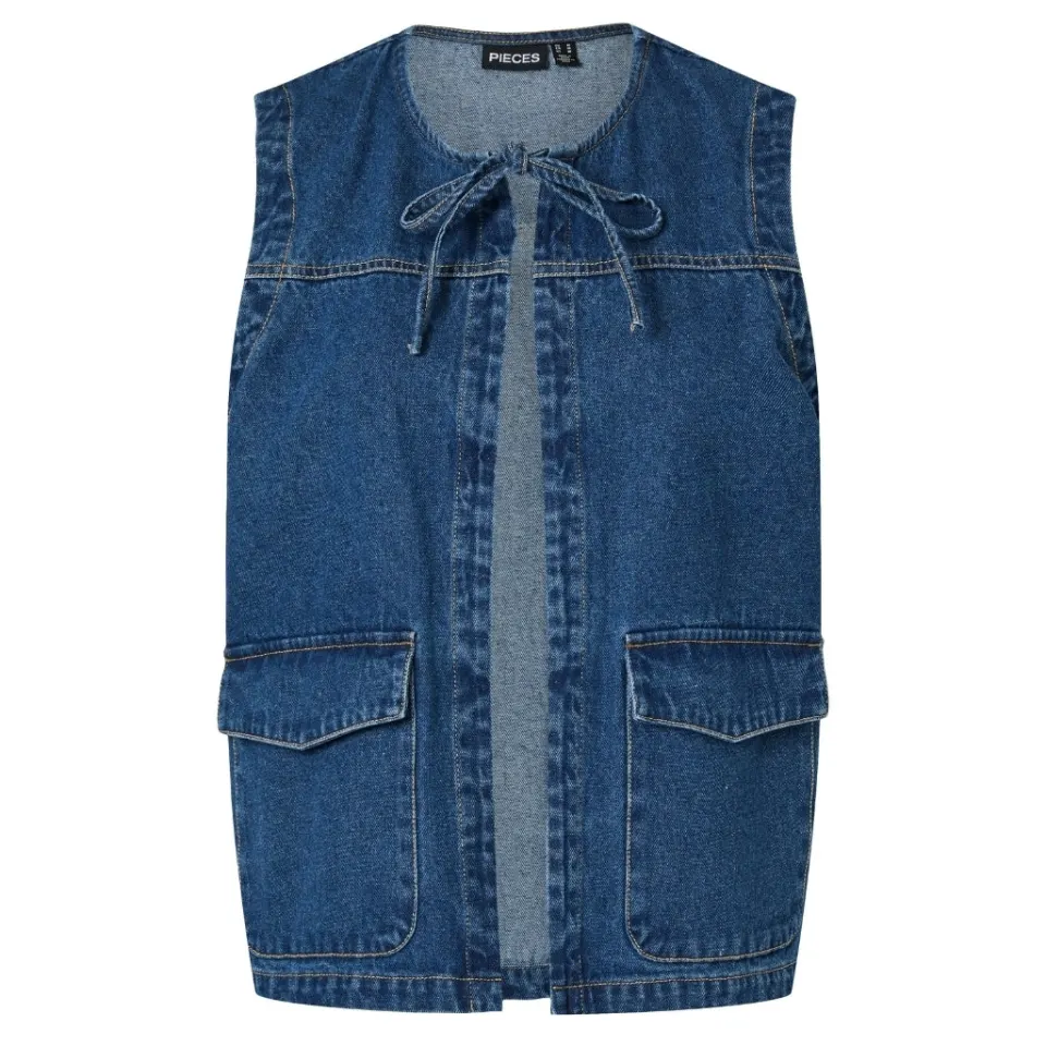 Pieces vest Pcfenna – Dark Blue Denim — produktfoto