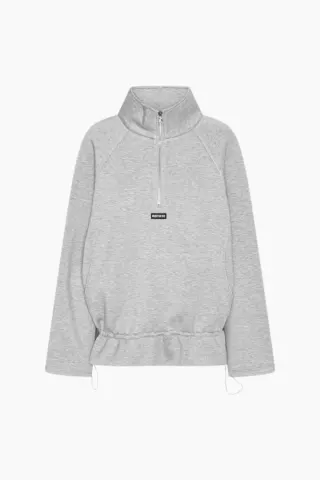 Rotate Scuba Half Zip Jacket – Light Grey Melange — produktfoto