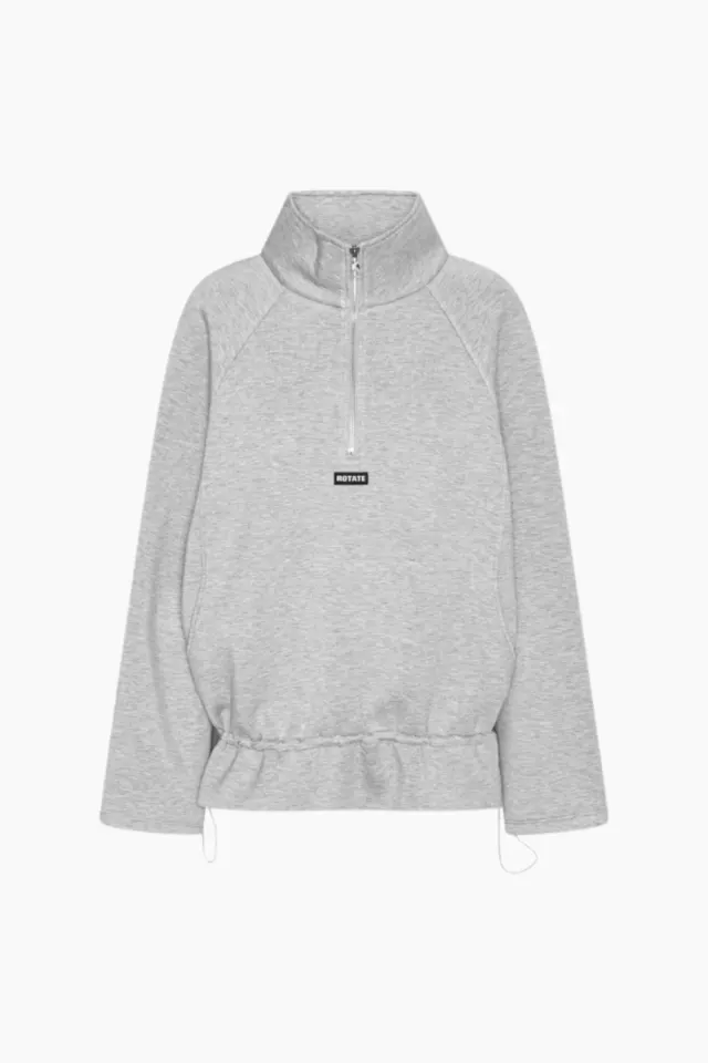 Rotate Scuba Half Zip Jacket – Light Grey Melange — produktfoto