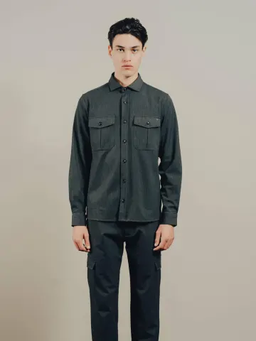 Pre End Gnious Karim LS Shirt Solid – Grå — produktfoto