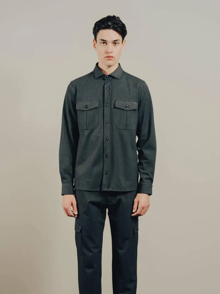Pre End Gnious Karim LS Shirt Solid – Grå — produktfoto