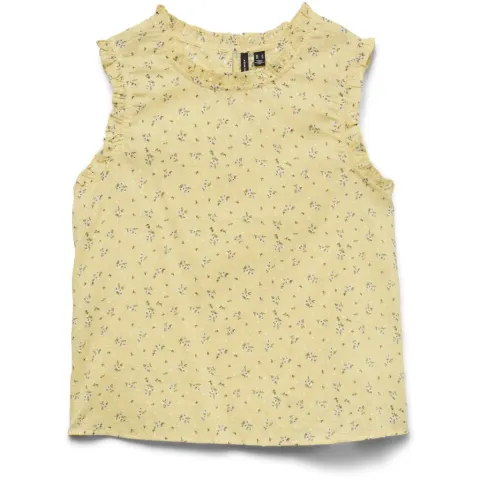 Vero Moda top Vmtrine – Pale Banana Marguerite Cashmere Blue — produktfoto