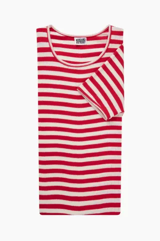 Nørgaard på Strøget 101 Short Sleeve Broadway – Red/Ecru — produktfoto
