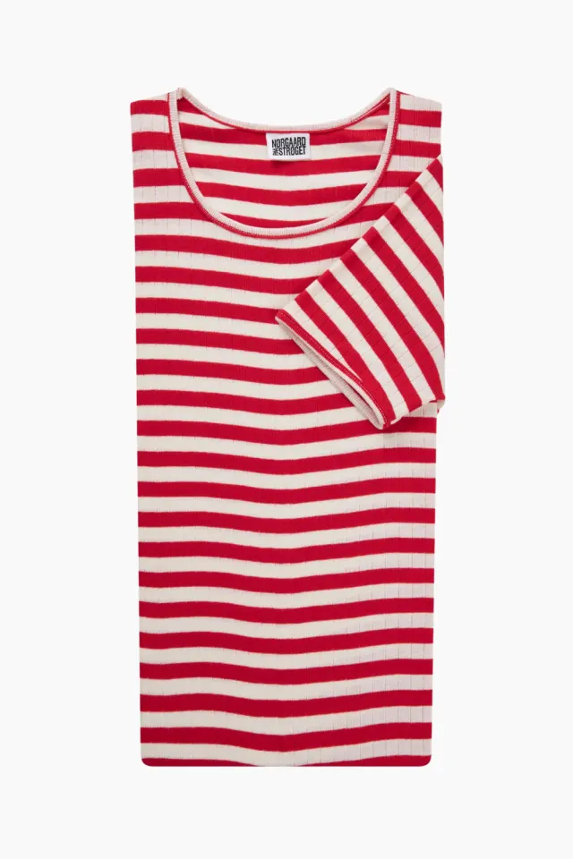 Nørgaard på Strøget 101 Short Sleeve Broadway – Red/Ecru — produktfoto