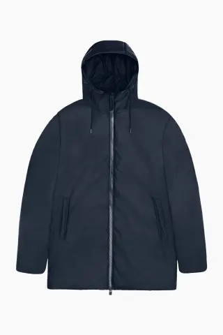 Rains Lohja Long Insulated Jacket W3T2 – marineblå — produktfoto
