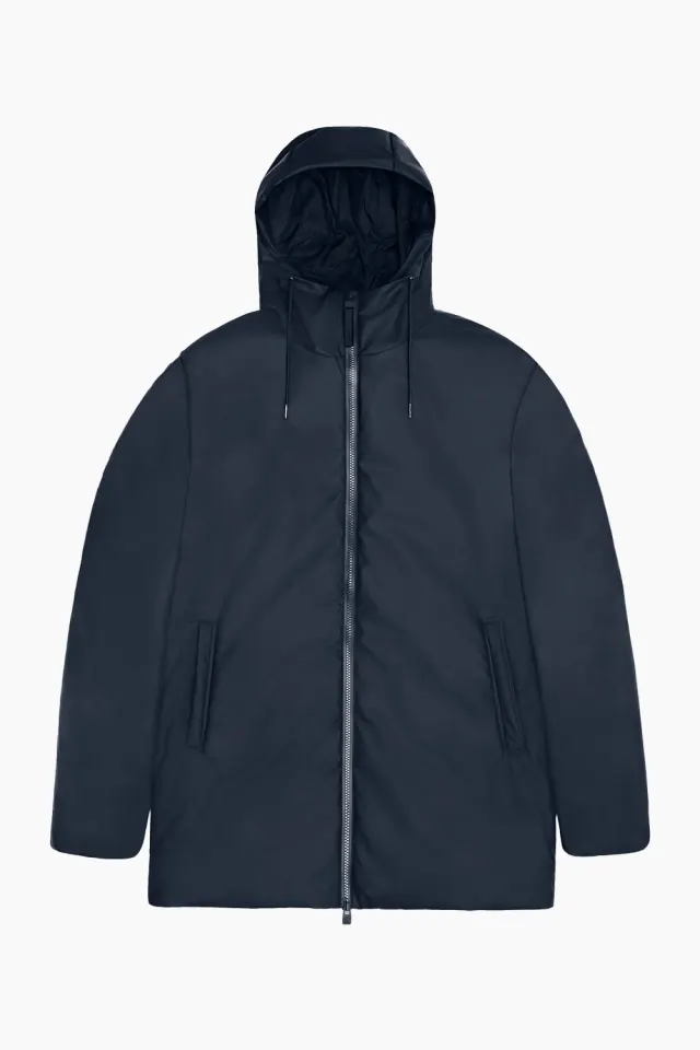 Rains Lohja Long Insulated Jacket W3T2 – marineblå — produktfoto